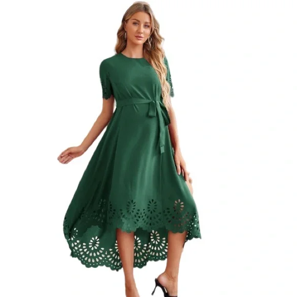 Dress green high low maternity nursery fashion maxi xs - Picture 3 of 13